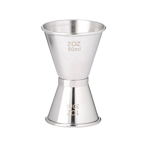 Thirsty Rhino Duo, Double Sided Stainless Steel Cocktail Jigger, 1 Ounce, 2 Ounce, Brushed Silver (Set of 2)