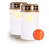Raburg LED-Grabkerzen 2er-Set mit Flackereffekt – wetterfeste LED-Grablichter mit 6 Monate Leuchtdauer, 10.000 h Lebensdauer, batteriebetrieben – Grablampe für Außen | Weiß