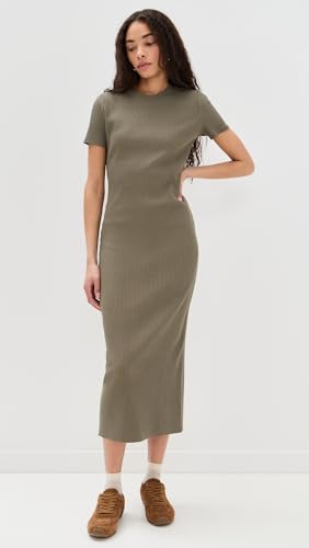 Vince Women's Rib Short Sleeve Crew Neck Dress2