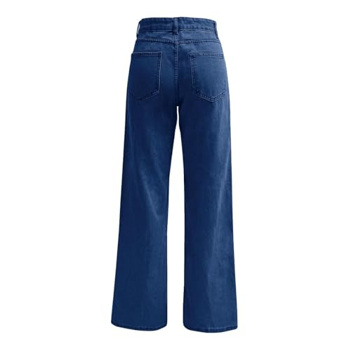 Women's Straight Leg Jeans Tummy Control Trendy Pants High Waisted Stretchy Casual Denim Baggy Trousers with Pockets4