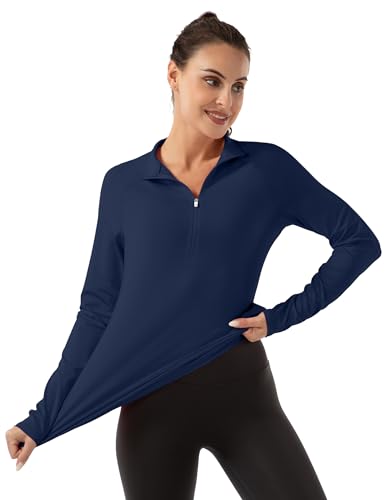Women's Polo Shirts Long Sleeve UPF 50+ Sun Protection Tennis Golf Workout Tops Sport Zipper V Neck4