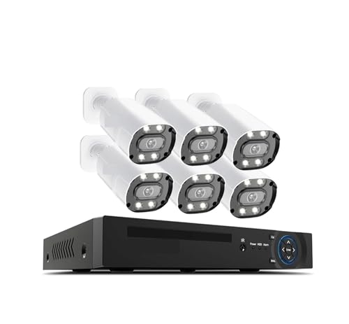 8CH 5MP HD POE NVR ZLeBJVXeLbg CCTV oI[fBI AI /l/Ԍo OrfIĎ IPJZbg(1T,8CH NVR x 6 Camera)