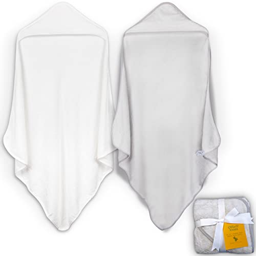 Image of Ollie&loom Large Set of 2 Premium Toddler Hooded Bath Towels – for Boys Girls 0-5 Years – 35" x 35" – Ultra Soft – Ultra Absorbent – Perfect as a Gift for Baby Showers and Birthdays