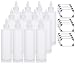 JUVITUS (12 pack) 8 oz Clear Natural Cylinder Plastic Squeeze Bottle with Twist Top Spout + Funnel and Labels