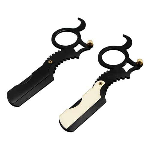 Generisch Rasiermesser mit gerader Kante - Professionelles Barber-Rasiermesser mit Ringen | Care Professional Barber Straight Edge Safety, Salonqualität Cut Throat Shave, Schwarz Weiß