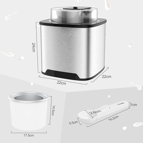 Vpcok Direct Eismaschine Speiseeismaschine aus Edelstahl Eiscrememaschine mit entnehmbarem Eisbehälter, für Eis, Sorbet, Frozen Jogurth inkl. Rezeptheft (ohne Kompressor) – Bild 4