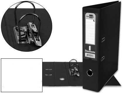 Liderpapel 932054 Documenta Classeur Levier Carton Rembordé PVC 1,9 mm Dos 75 mm Rado Métallique Noir
