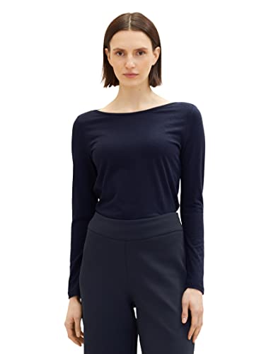 TOM TAILOR Damen 1038922 Basic Langarmshirt, 10668-sky Captain Blue, S