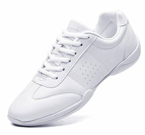 kkdom Adult & Youth White Cheerleading Shoe Athletic Dance Shoes Tennis Sneakers Sport Training Cheer Shoes