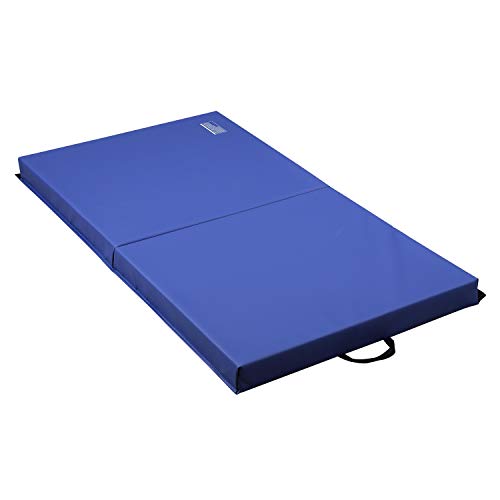 ZENOVA Folding Gymnastics Mat Super Thick Cushion PVC Leather Landing Mat 3'x6'x4'' for Team Sports Tumbling Workout Exercise