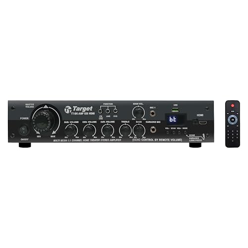 Image of TARGET TT-BK-AMP 828 Amplifier RMS 350 Watts 5.1 Channel Surround Six Tracks Stereo Amplifer HDMI, Usb, Bluetooth, Av, MIC, Karaoke,