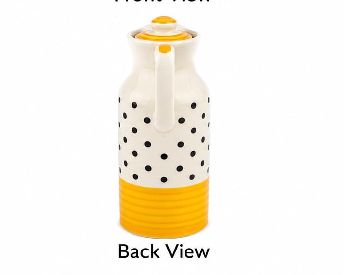 Image of Crazy Sutra Naturra Ceramic Oil Dispenser Bottle with Lid & Handle | Decorative Kitchen Oil Pourer for Olive Oil Vinegar Soy Sauce Salad Dressing | Elegant Kitchen Storage Bottle (Polka Dot)
