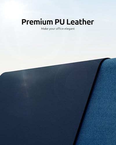 Image of YSAGi Leather Desk Mat, Large Mouse Mat, 60 x 35 cm, Dark Blue