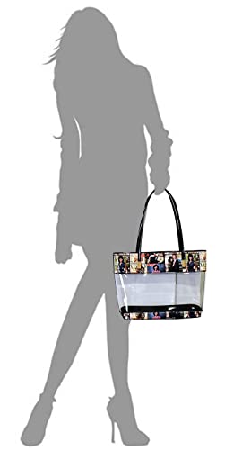 Bolso tote transparente con estampado de portada de revista de Michelle Obama, 3 en 1 (bolso y billetera), cuero vegano sintético, cierre con cremallera, acabado dorado miniatura 7
