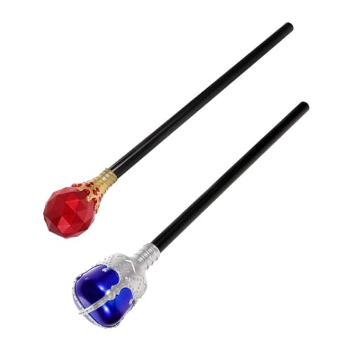 Veemoon Lot de 2 Sceptres pour Garçon et Filles, Sceptres de Marche Déguisés en Roi et Reine, Accessoires Décoratifs Argenté Bleu et Doré, Fournitures de...