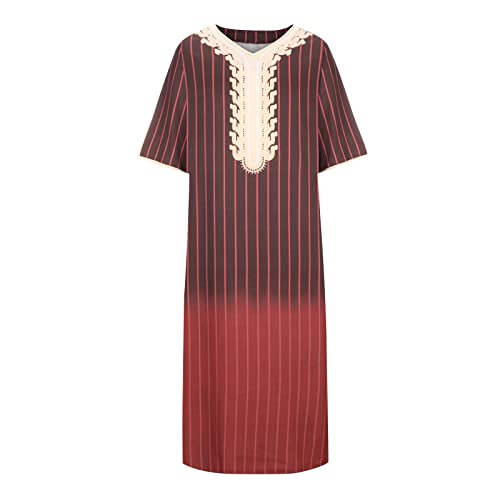 Ctreela Mens Muslim Thobe Middle East Saudi Arabic Robe Half Sleeve Kaftan Shirt Long Gown Clothes Saudi Ramadan Dress3