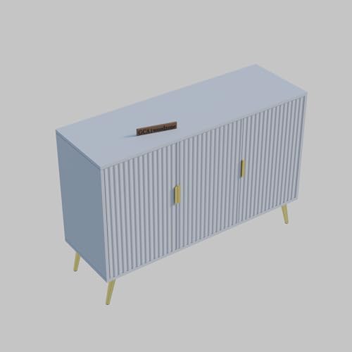 Image of Wooden Sideboard Cabinet for Living Room with 3 Doors Storage for Dining, Drawing and Home Office | HDMR Premium Wood & Iron | Grey & Golden | 47.2 x 15.74 x 30.70 Inches