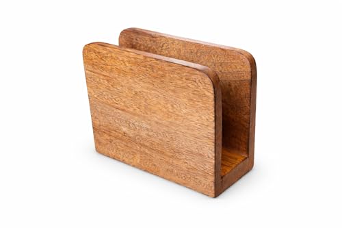 Wooden Napkin Holder for Table, Mango Wood Burning...