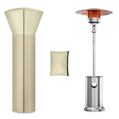 Patio Heater Covers, Weatherproof Deluxe Heavy Duty Heater Covers for Outdoor Standing Heater, with Waterproof Zipper and 420D Silver-Coated Oxford Cloth, 89"H x 33"D x 19"W
