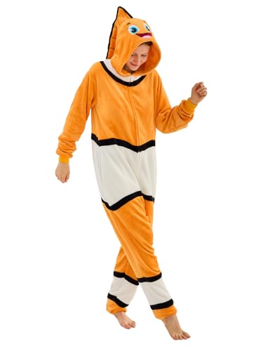 NEWCOSPLAY Unisex Adult Fish Onesie Pajamas Animal One Piece Halloween Costume Cosplay Sleepwear (Fish XX-Large)