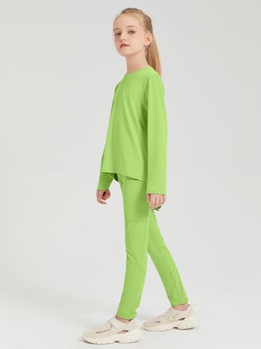 Girls' Activewear Set 2 Piece Long Sleeve Back Slit T-Shirt Leggings with Pockets Kids Athletic Tennis Golf Outfits2