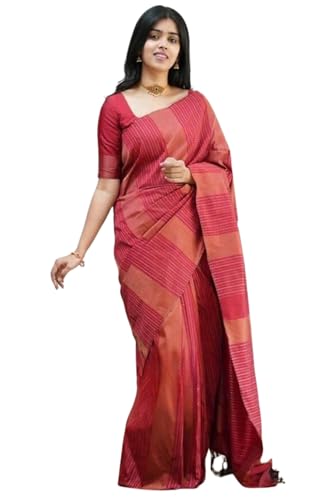 SGF11 Women's Kanjivaram Soft Silk Handloom Saree Golden Zari With Blouse Piece product image 4