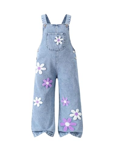 10 Best Girls Floral Overalls That Are Perfect for Spring Adventures 8 WDIRARA Girl's Floral Denim Overalls Jumpsuit