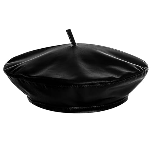 Muorruo PU Leder Baskenmütze Damen, Französische Schirmmütze Damen, Vintage Ballonmütze Damen, Hüte Mützen & Caps für Künstler, Mädchen für Alltag und Party...