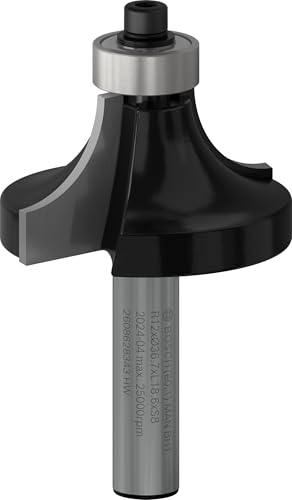 Bosch 1x Fraise à arrondir pour défonceuse PRO (pour Bois résineux, Bois dur, Ø 36,7 mm, Professional Accessoire Défonceuse manuelle, Fraise à araser)