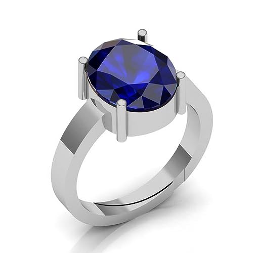 7.25 Ratti/6.25 Carat Oval Shape Natural Blue Sapphire Gemstone Silver Plated Adjustable Ring For Women And Men2