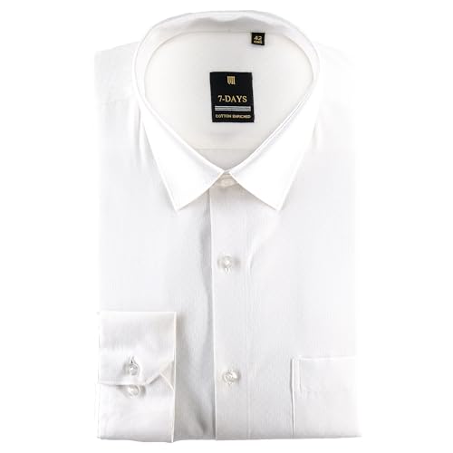 Image of 7-DAYS Premium Men's Formal Shirts - Cotton Rich, Textured Self-Design, Full Sleeve, Regular Fit, Wrinkle Resistant, with Pocket - Perfect for Office