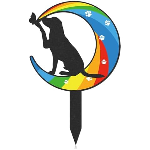 Dog Memorial Gifts,Dog Memorial Grave Markers Stake for Loss of Dog Memorial Garden Decor for Graves Outdoor Metal Memorial Plaques for Outdoors Yard Remembrance (Moon) Cover