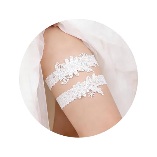 Jarretière de Mariage pour Mariée, 2pcs Jarretière en Dentelle Élastique avec Perles, Wedding Garters for Bride, Accessoire Mariage, Jarretiere Femme...