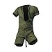 Male Hawaiian Romper Fashion Zipper Slim Fit Jumpsuit with Pocket(Green,X-Large)