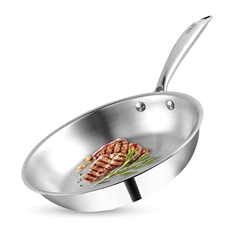 Vinod Platinum Range Induction Stainless Steel Tri Ply Fry Pan Frying Saucepan (24cms) Cover