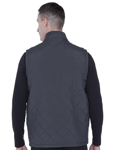 Image of Qube By Fort Collins Men's Sleeveless Jacket - Diamond Quilted Padded Vest for Men | Full Zip High Neck Half Jacket with Stand Collar & Side Pockets for Winter Wear, Office, Travel & Daily Use