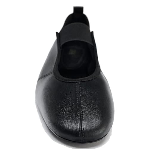 Elastic Strap Leather Ballet Flats for Women Round Toe Ballerina Shoes Comfortable Casual Mary Jane Flat Shoe3