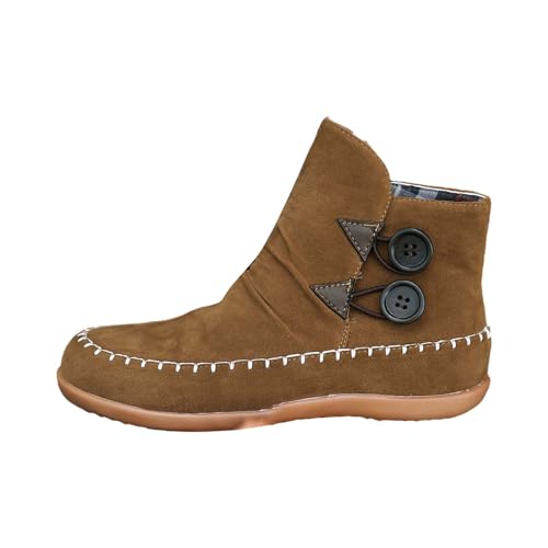 Bottes pour femmes plates en PU bottes courtes avec boucle latérale