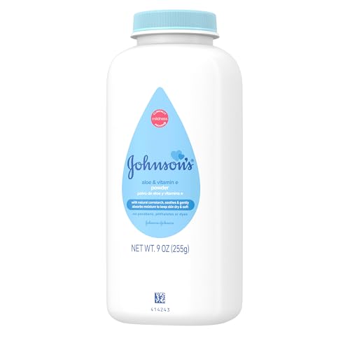 Image of Johnson's Baby Cornstarch Baby Powder, Aloe & Vitamin E for Delicate Skin, Hypoallergenic, No added Parabens, & Dyes, Silky for Gentle Baby Skin Care, Baby Essentials, 9 oz