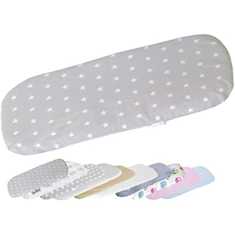Baby Spannbettlaken für Matratze für Kinderwagen - Spannbetttuch für das Babywagens - 100% Baumwolle - 75-80 x 30-35cm - Made in EU - ÖkoTex - Weiße Sternchen Cover