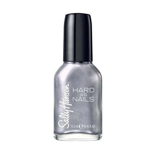 Sally Hansen Hard as Nails, Pumping Iron, Long Lasting, Chip Resistant, Opaque, Shimmery Silver Nail Polish