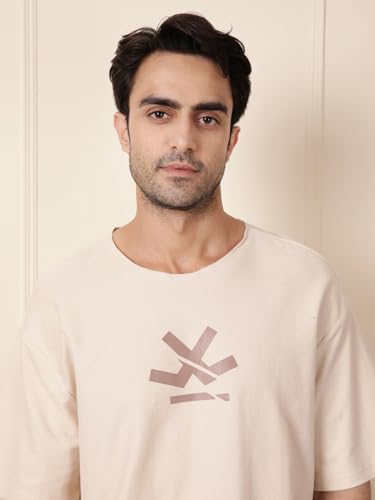 Image of WROGN Men's 100% Cotton T-Shirt | Logo Print | Oversized Fit