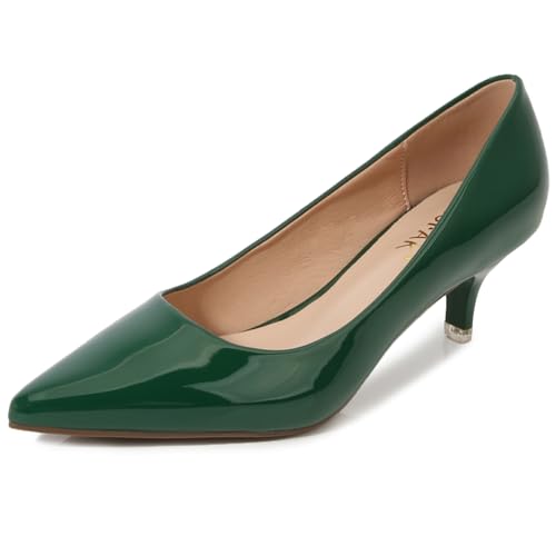WUIWUIYU Womens Lovely Colors Low Kitten Heel Pointed Toe Dress Work Wedding Pumps Bridal Heeled Shoes