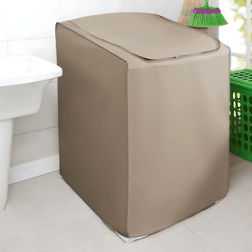 Capa Para Máquina De Lavar Impermeável Com Zíper – Proteção Contra Poeira e Sujeira (Bege, tamanho GG)