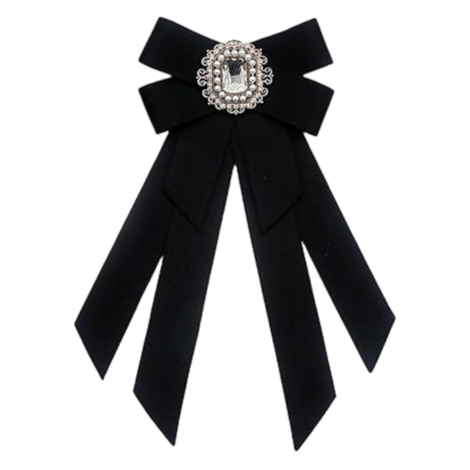 Women's Black Bow Tie Ribbon Brooch Pin for Parties