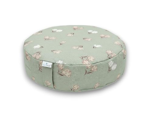 Image of Buckwheat ZAFU Meditation Cushion Filled with Buckwheat Hulls (ROUND - PISTACHIO)