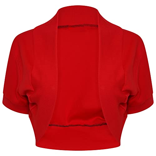 Image of Loxdonz Girl's Short Sleeve Shrug Childrens Kids Cotton Cardigan Bolero Shrug Jacket