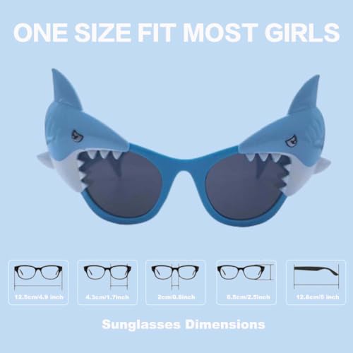 Toddlers Sunglasses Bulk, 2 Pack Boys Sunglasses for Summer Beach Pool Birthday Makeup Party Stuffers (Blue Shark)3