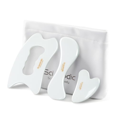 Image of Scienlodic 3 Pcs Gua Sha Massage Tools for Face & Body (White, Resin) - Scraping Tools for Back, Legs & Muscle Relaxation, Guasha Facial Tool for Jawline Contouring & Puffiness Reduction