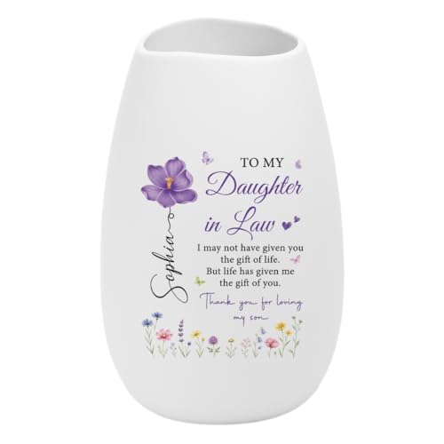 Personal Chic Personalised Matte Ceramic Vase - Thank You For Loving My Son - daughter in law gifts personalised vases for flowers jug vase flower jug (Model #1)